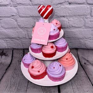 MARTHA STEWART Faux Cupcakes on a 3 Tiered Stand Valentines Day Decor